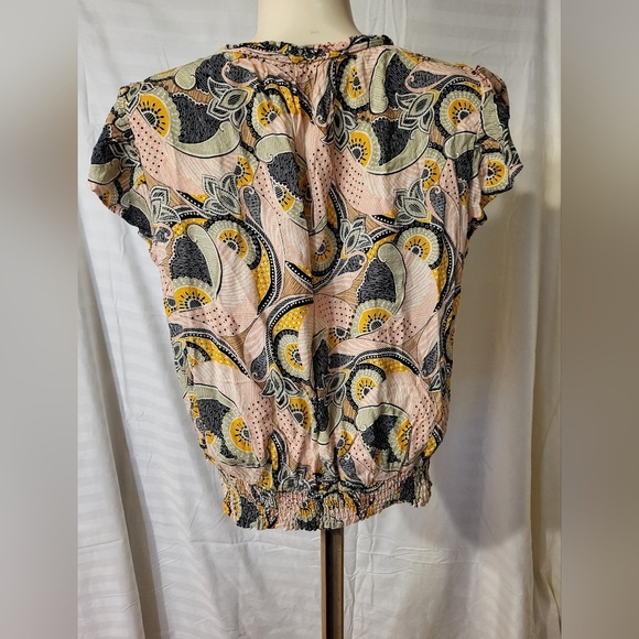 Rose & Olive Multicolor Floral Blouse, Size Large - Picture 2 of 5